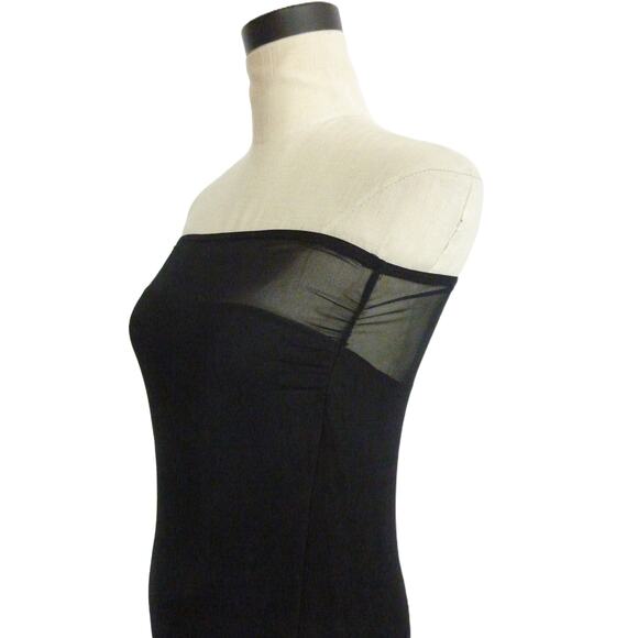 NWT Commense Black Mesh Tube Dress Strapless Nylon Sheer M - Picture 4 of 6